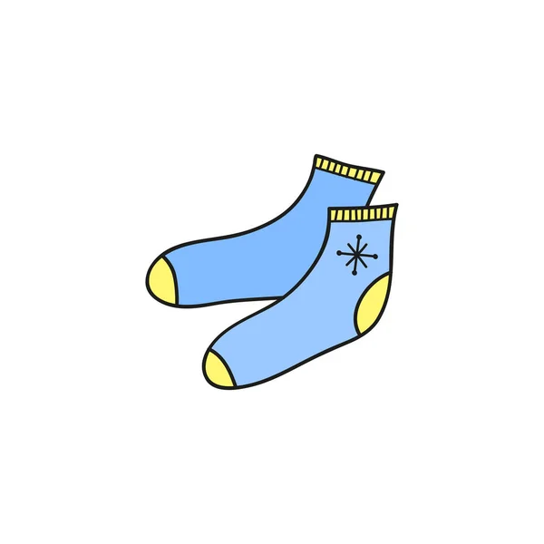 Chaussettes Courtes Bleues Dessinées Main Isolées Sur Fond Blanc — Image vectorielle