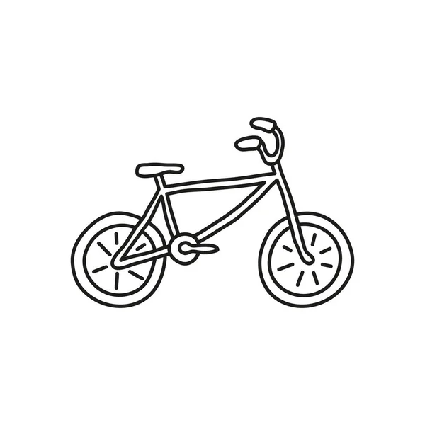 Doodle Kontur Cykel Isolerad Vit Bakgrund — Stock vektor