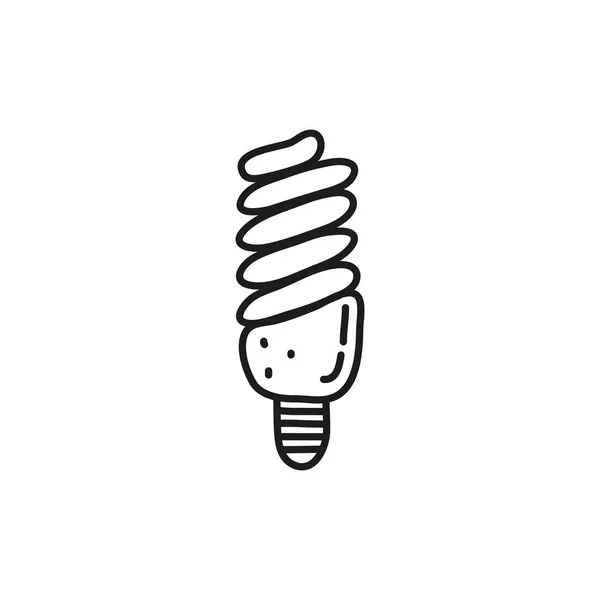 Doodle Contorno Lámpara Fluorescente Powersave Aislado Sobre Fondo Blanco — Archivo Imágenes Vectoriales