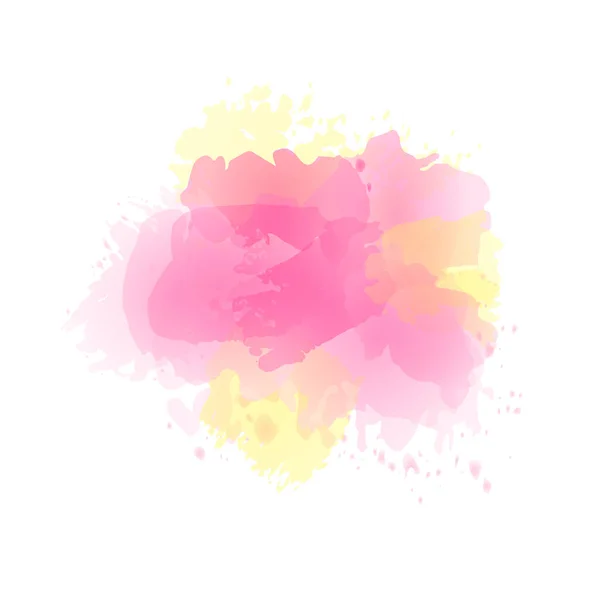 Aquarelle Vectorielle Éclaboussure Rose Couleurs Jaunes Isolées Sur Fond Blanc — Image vectorielle