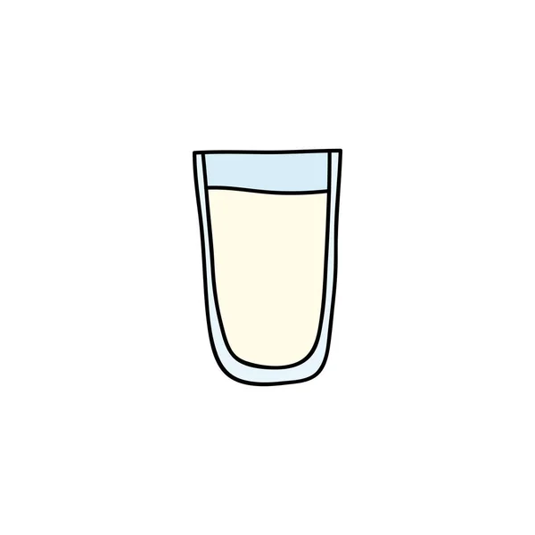 Doodle Gekleurde Melk Glas Geïsoleerd Witte Achtergrond — Stockvector