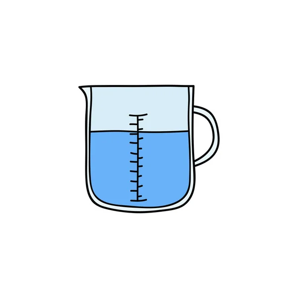 Doodle Farbiges Wasser Glas Isoliert Auf Weißem Hintergrund — Stockvektor