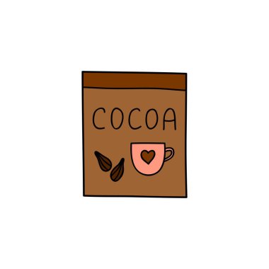 Kakao renkli içecek beyaz arka planda izole edilmiş kutuda..