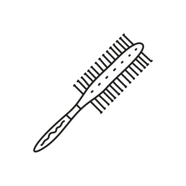 Basit taslak karalama saç tarama simgesi beyaz arkaplanda izole.