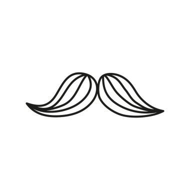 Beyaz arkaplanda izole edilmiş çizgili bıyık simgesi.