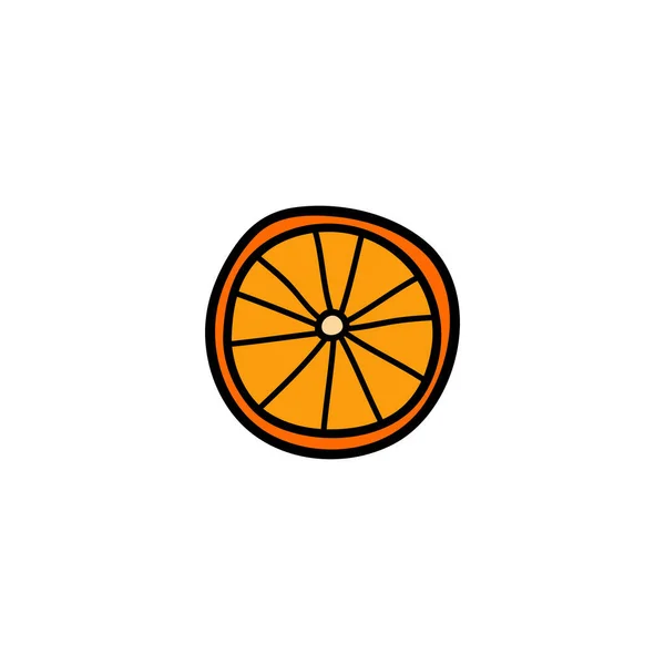 Rebanada Círculo Naranja Color Doodle Aislada Sobre Fondo Blanco — Vector de stock