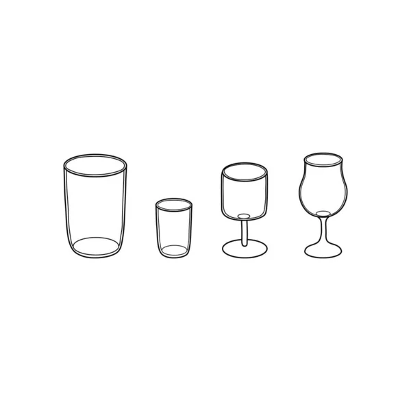 Lunettes Contour Dessinées Main Pour Boissons Isolées Sur Fond Blanc — Image vectorielle