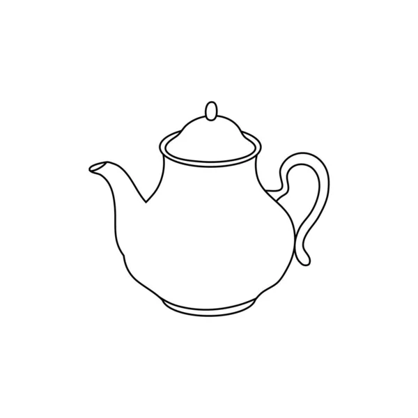 Handgezeichnete Umriss Teekanne Symbol Isoliert Auf Weißem Hintergrund — Stockvektor