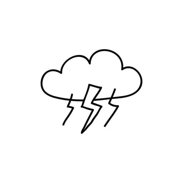 Doodle Contour Nuage Orage Isolé Sur Fond Blanc — Image vectorielle