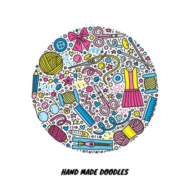 Çember şeklinde şekillendirilmiş sembollerle boyanmış el karalamaları..