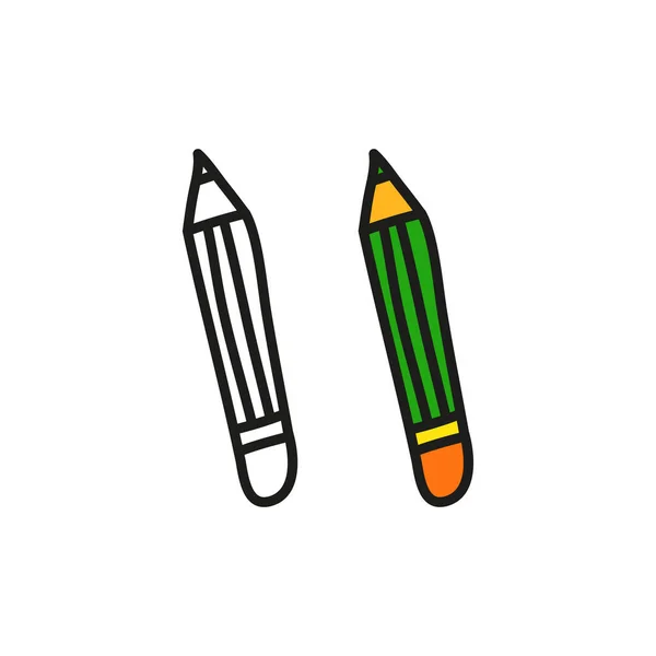 人形の輪郭と白い背景に隔離された色鉛筆 — ストックベクタ