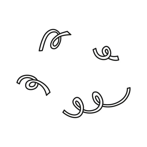 Doodle Outline Gekrulde Linten Slingers Geïsoleerd Witte Achtergrond — Stockvector