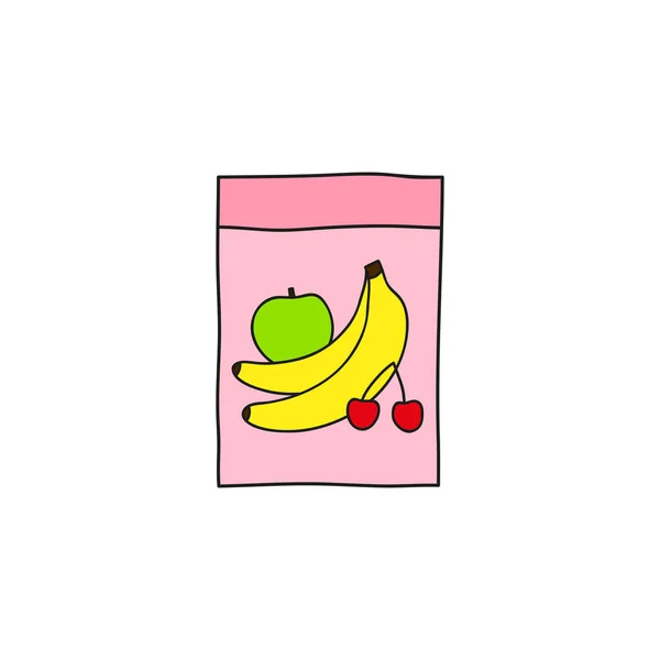 Doodle Coloreado Bebé Fruta Avena Icono Aislado Sobre Fondo Blanco — Vector de stock