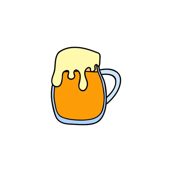 白色背景隔膜玻璃杯中的彩色涂鸦啤酒 — 图库矢量图片