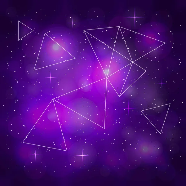 Violeta Espaço Exterior Fundo Com Estrelas Triângulos — Vetor de Stock