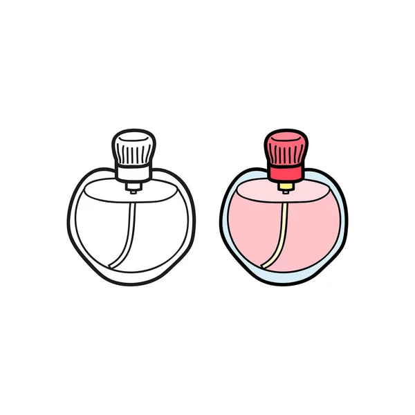 Doodle Perfume Color Botella Vidrio Aislado Sobre Fondo Blanco — Vector de stock