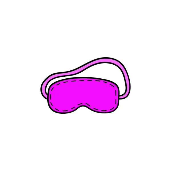 Doodle Máscara Dormir Púrpura Aislado Sobre Fondo Blanco — Vector de stock