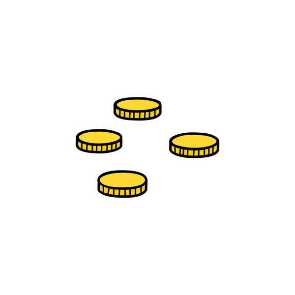 Monedas Colores Doodle Aisladas Sobre Fondo Blanco — Vector de stock
