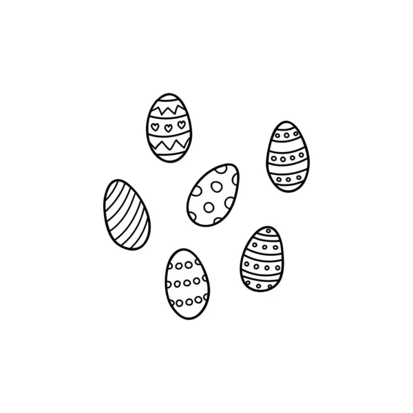 Esbozo Doodle Huevos Pascua Aislados Sobre Fondo Blanco — Vector de stock