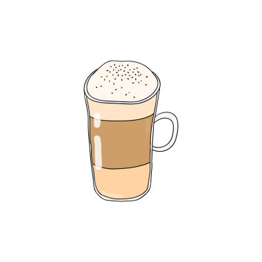 Beyaz arka planda izole edilmiş el yapımı latte veya macchiatto kahvesi..
