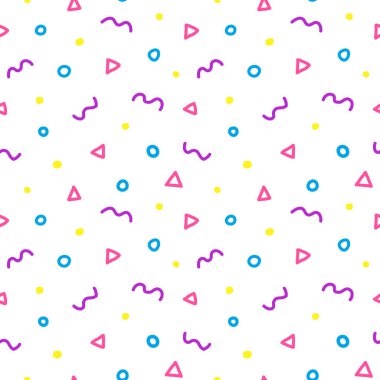 Memphis stilinde farklı şekillerde kusursuz desen..