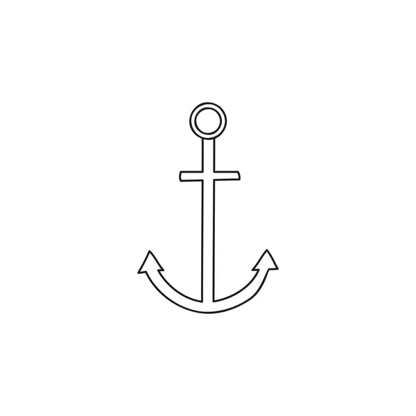 Doodle Outline Anchor Icon Isolated White Background — Stock Vector