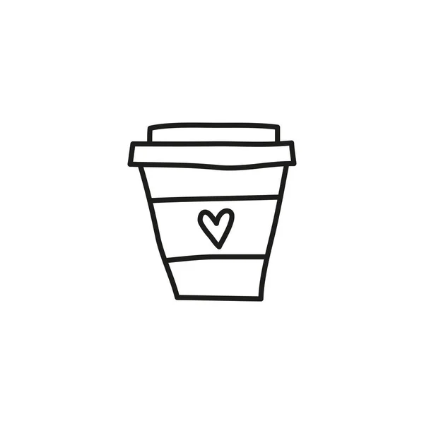 Doodle Perfilar Taza Papel Para Con Corazón Aislado Sobre Fondo — Vector de stock