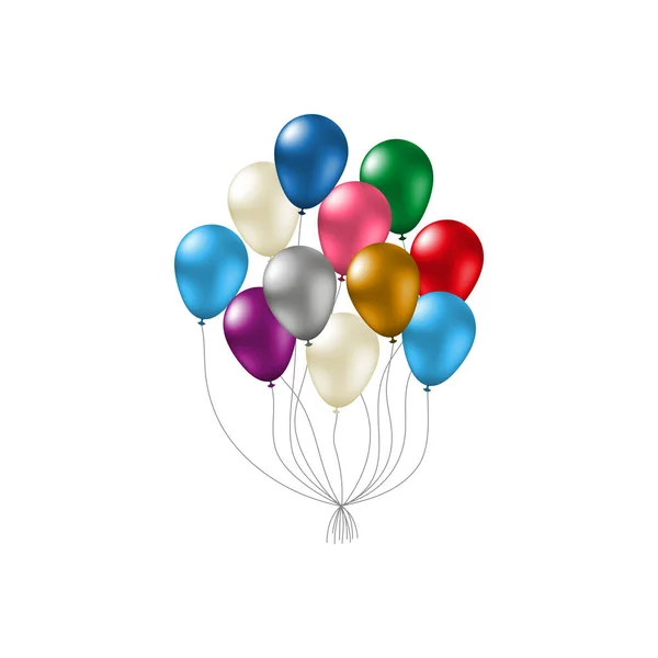Groot Bos Van Kleurrijke Helium Ballonnen Met Glanzend Glad Oppervlak — Stockvector