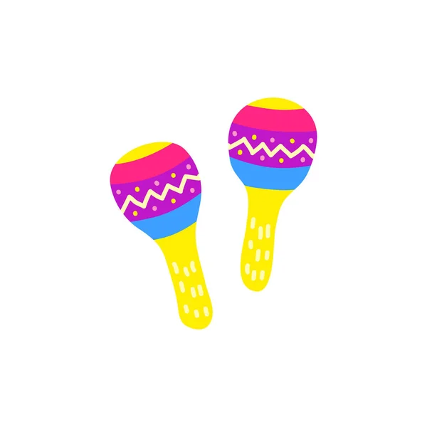 Doodle Colorido Instrumento Musical Maracas Aisladas Sobre Fondo Blanco — Archivo Imágenes Vectoriales