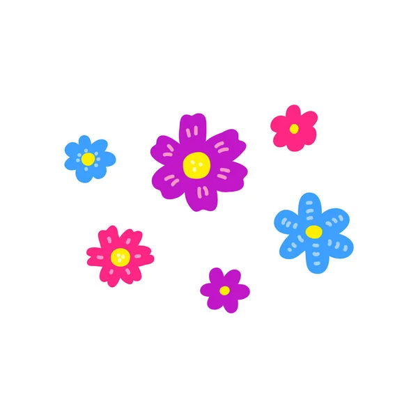 Flores Garabato Coloridas Abstractas Aisladas Sobre Fondo Blanco — Vector de stock