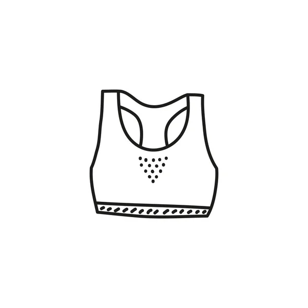 白い背景に隔離されたドードルアウトラインレーサーバックスポーツブラジャー — ストックベクタ