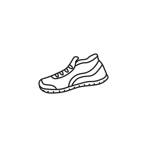 Doodle Outline Running Sport Shoe Isolated White Background — Stock Vector