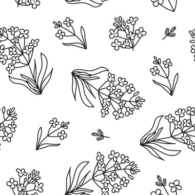 Siyah beyaz desenli, çizgili kanola ya da kolza çiçeği desenli..