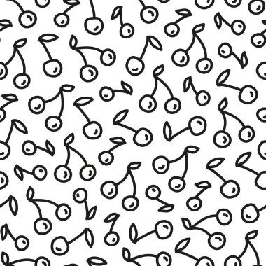 Karalama kirazlı siyah beyaz desenli.