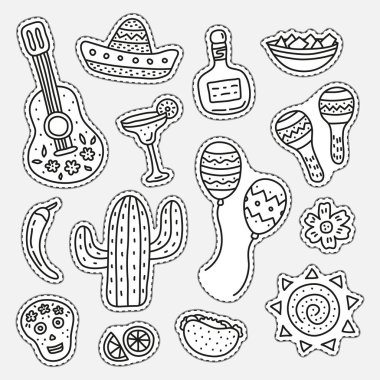 Beyaz arkaplanda izole edilmiş renksiz Cinco de mayonez etiketleri..