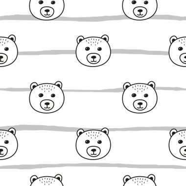 Siyah beyaz desenli, karalama çizgili ayı yüzlü ve çizgili.