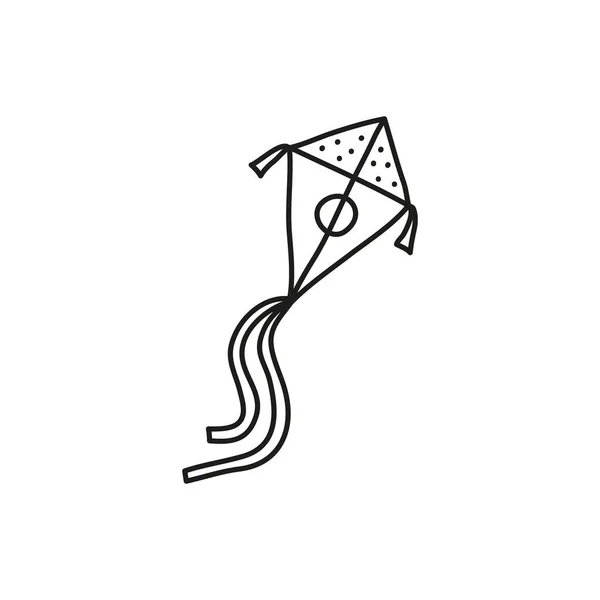 Doodle Kontur Drake Ikon Isolerad Vit Bakgrund — Stock vektor