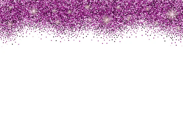 White Horizontal Background Violet Glitter Sparkles Confetti Space Text — Stock Vector