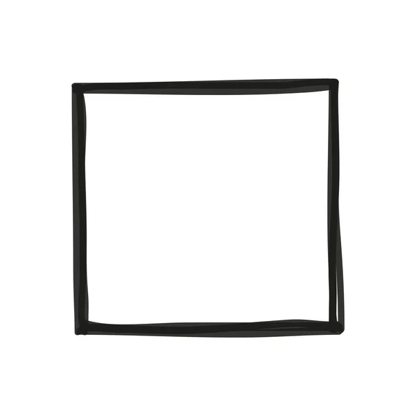 Hand Drawn Black Sketched Square Frame Isolated White Background — Stock Vector