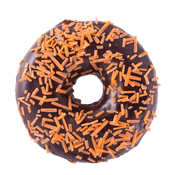 Donut de chocolate laranja isolado — Fotografia de Stock