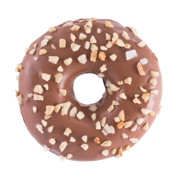 Donut i choklad med nötter — Stockfoto