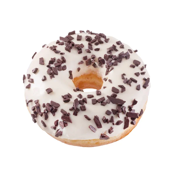 Donut in wight chocolate with chips — Stock Photo, Image