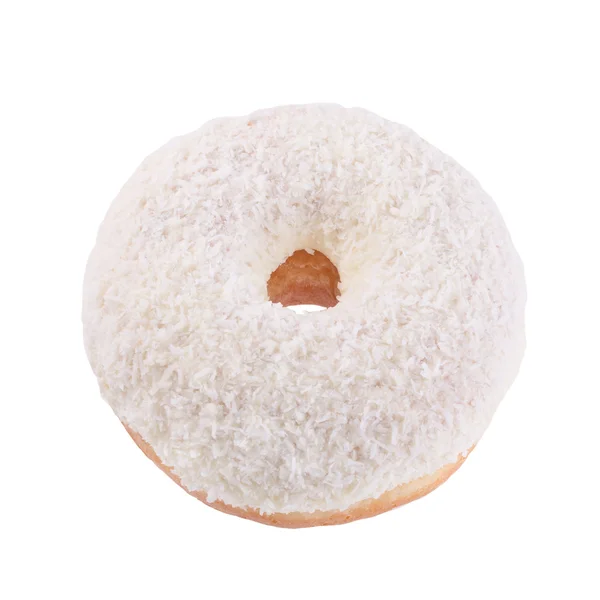 Пончик у білому глазурі та кокосових пластівцях — стокове фото