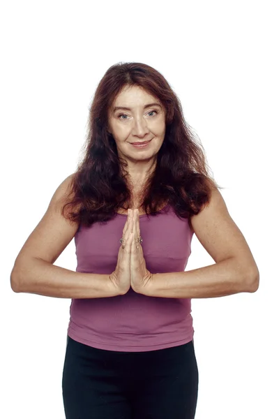 Mujer de mediana edad namaste —  Fotos de Stock