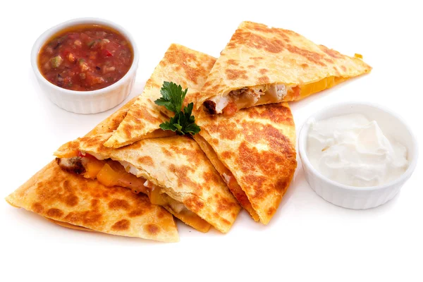Mexican quesadillas with cheese, vegetables — Stock Photo, Image