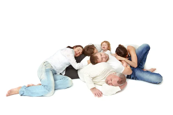 Family of six sleeping Stock Photo