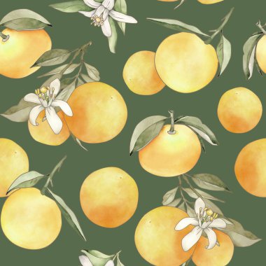 Portakallı kusursuz desen. Turuncu meyve deseni. Mandarin deseni. Kumaş deseni. 