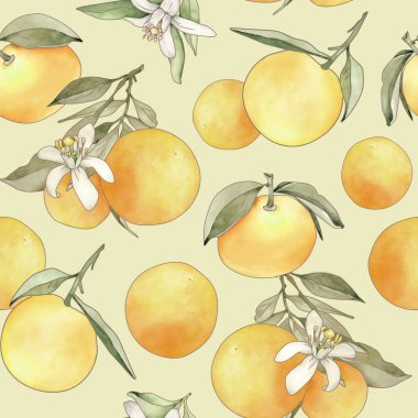 Portakallı kusursuz desen. Turuncu meyve deseni. Mandarin deseni. Kumaş deseni. 
