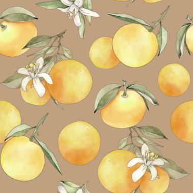 Portakallı kusursuz desen. Turuncu meyve deseni. Mandarin deseni. Kumaş deseni. 