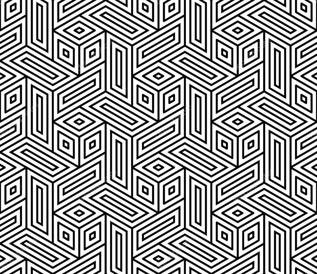 Vector modern seamless geometry pattern trippy, black and white